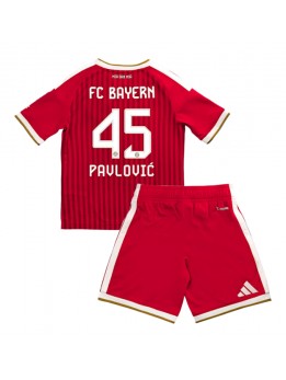 Otroški Nogometna dresi replika Bayern Munich Aleksandar Pavlovic #45 Domači 2026-27 Kratek rokav (+ hlače)